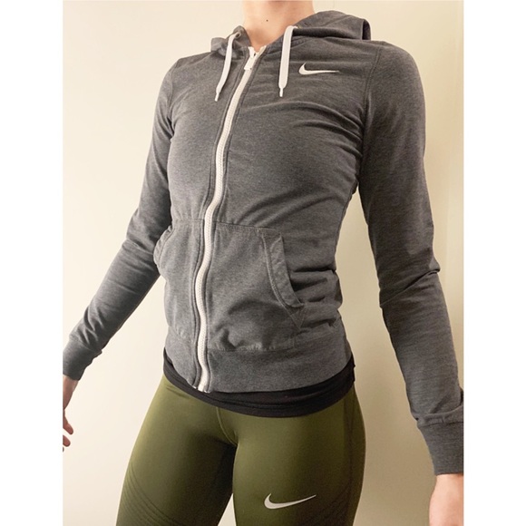 Nike Tops - Nike Zip Up Hoodie in Dark Grey